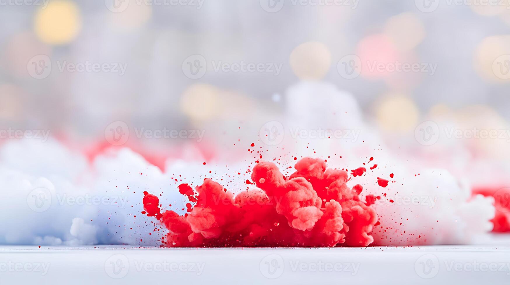 Colorful smoke explosion in a blurred urban background, creating a vibrant atmosphere for events photo