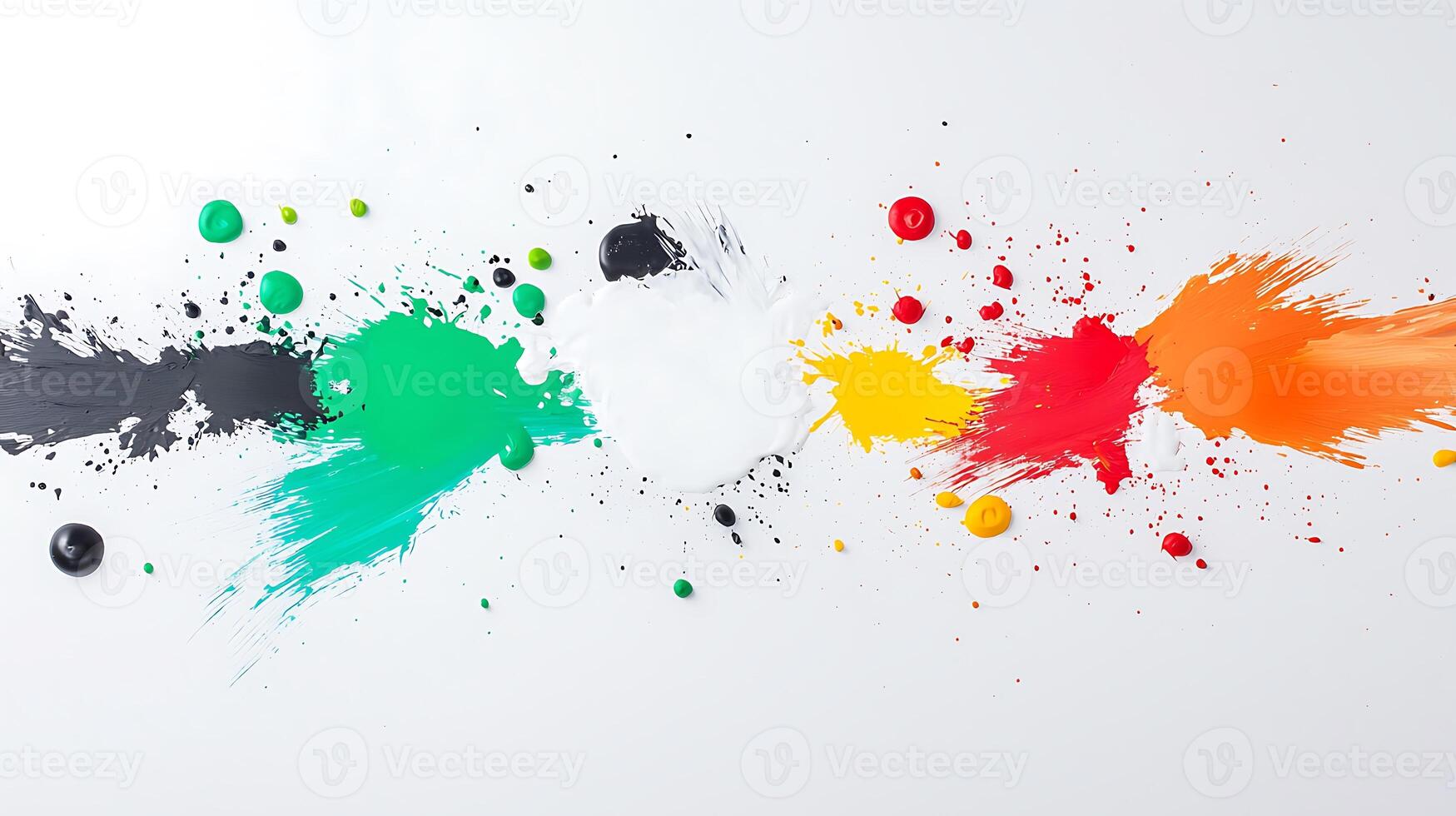 Colorful splashes of paint on a white background showcasing artistic expression and creativity photo