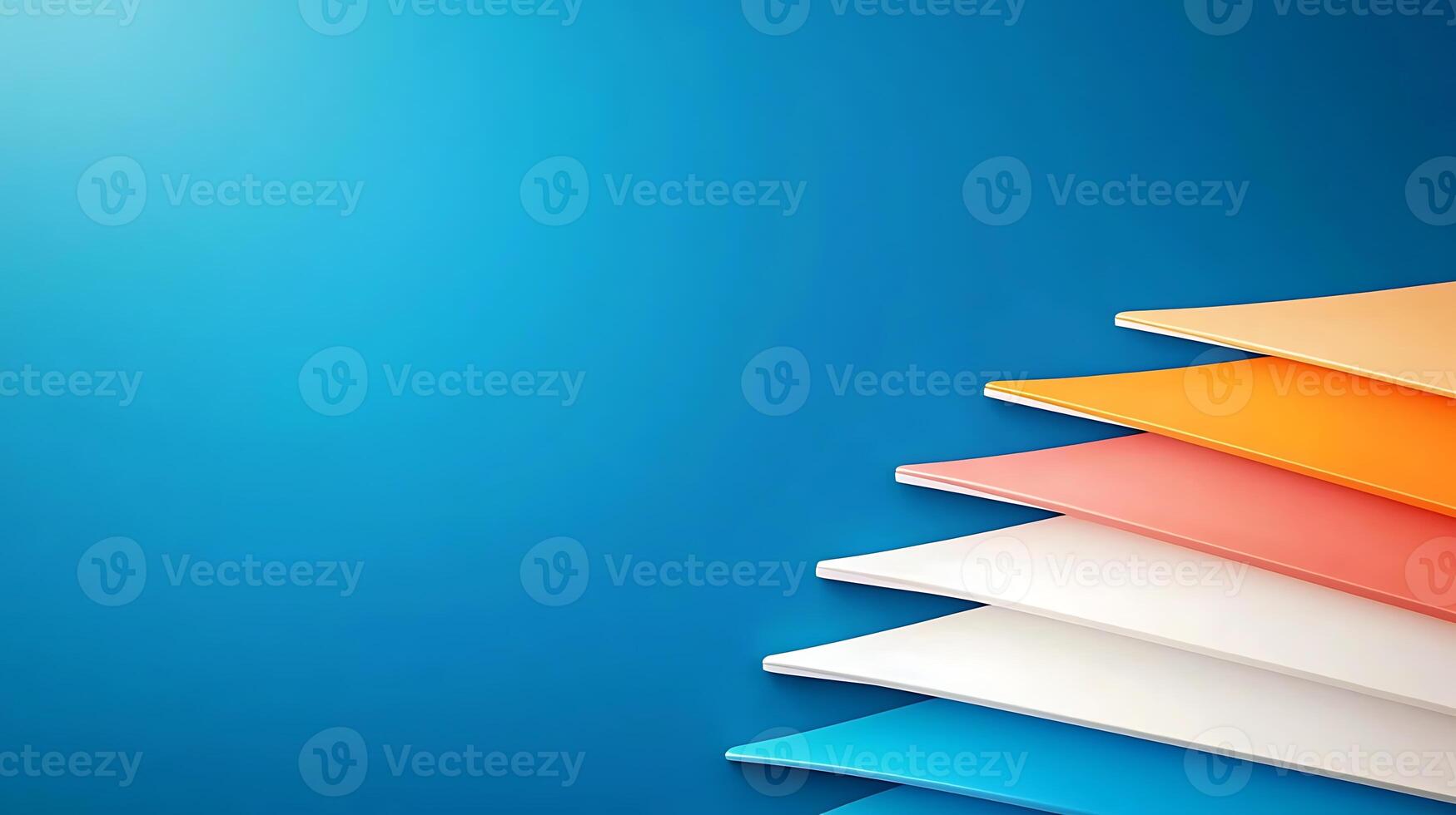 Colorful stack of paper sheets against a blue background, showcasing vibrant hues for creative projects photo