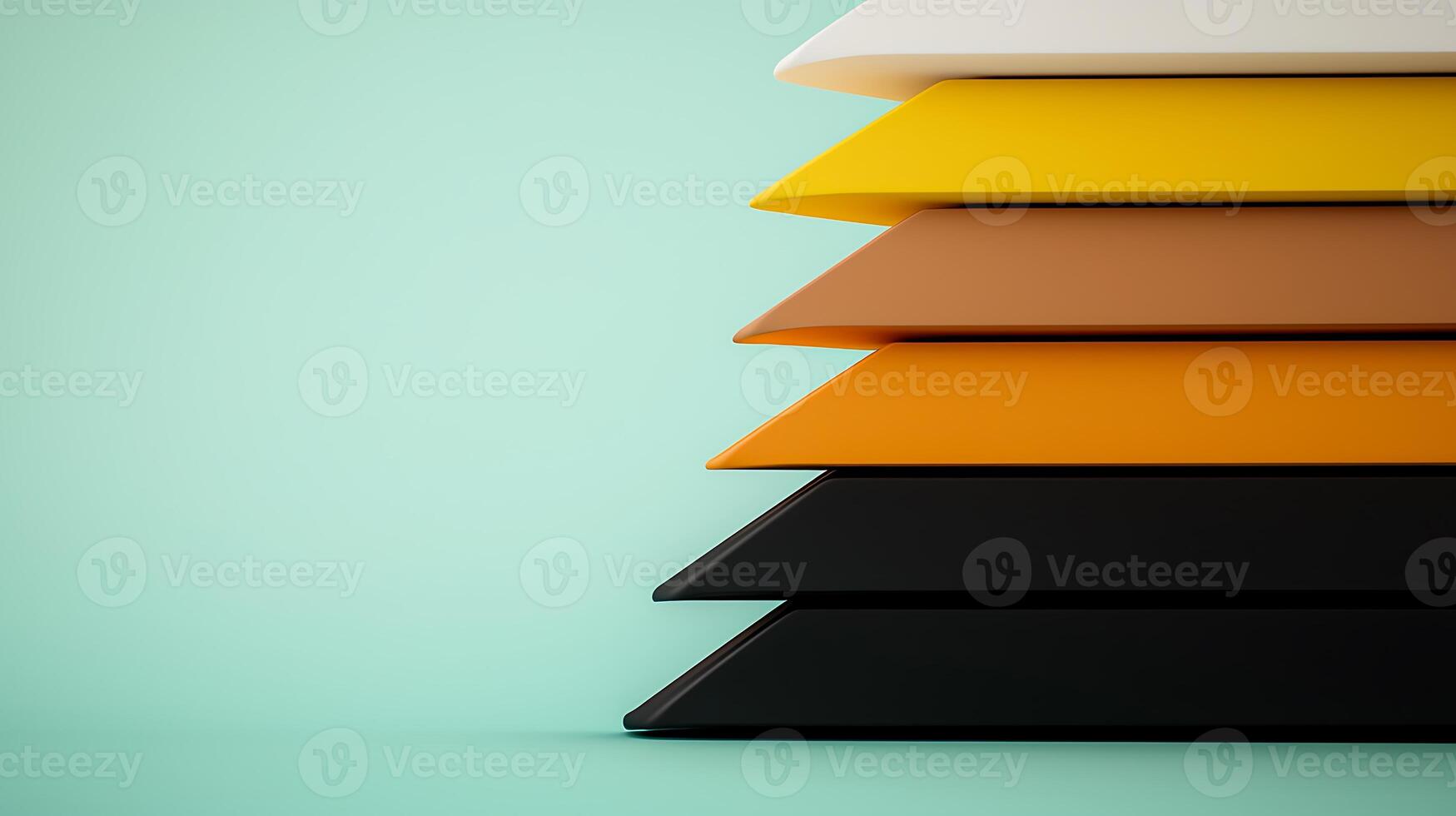 Colorful stacked geometric shapes on a soft pastel background, creating a modern aesthetic photo