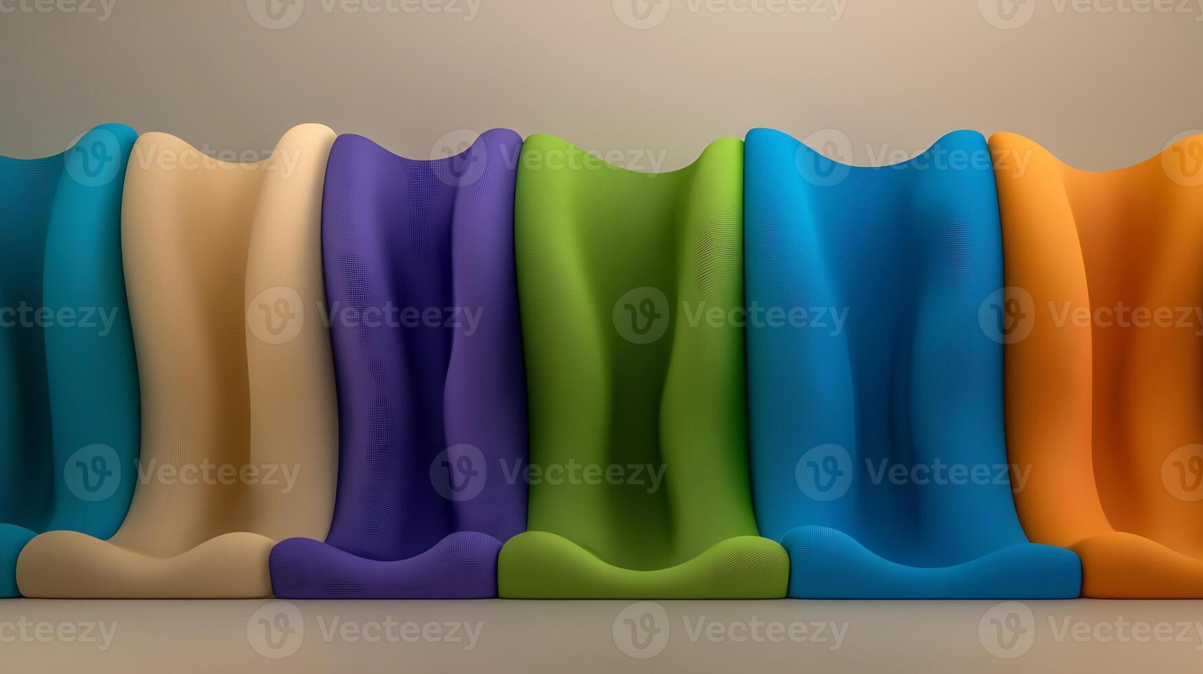 Colorful undulating waves of textured material arranged in a harmonious gradient pattern photo