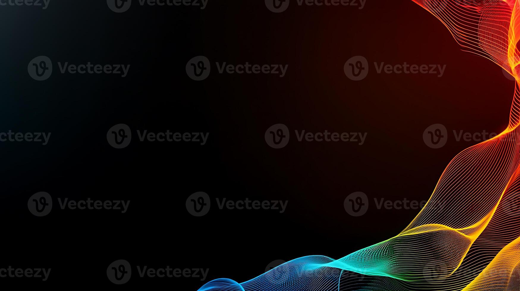 Colorful wave patterns on a dark background, creating a dynamic visual effect for design use photo