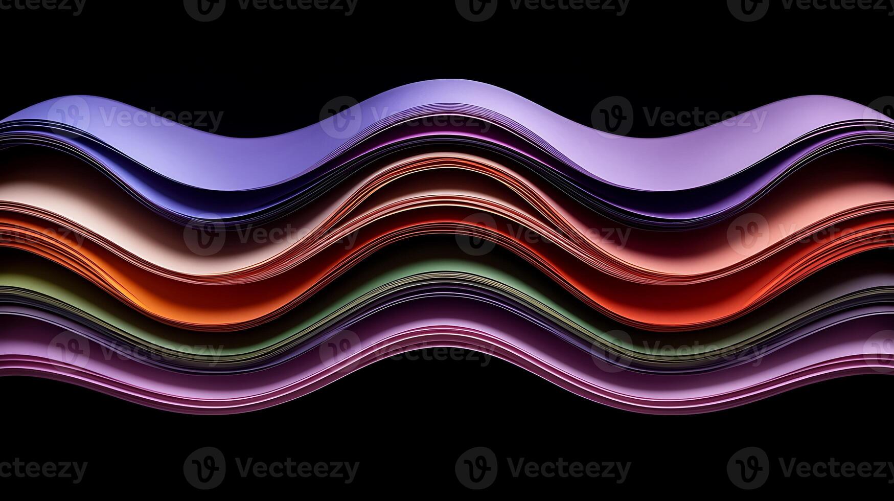 Colorful waves of layered paper sheets create a vibrant abstract background for design use photo