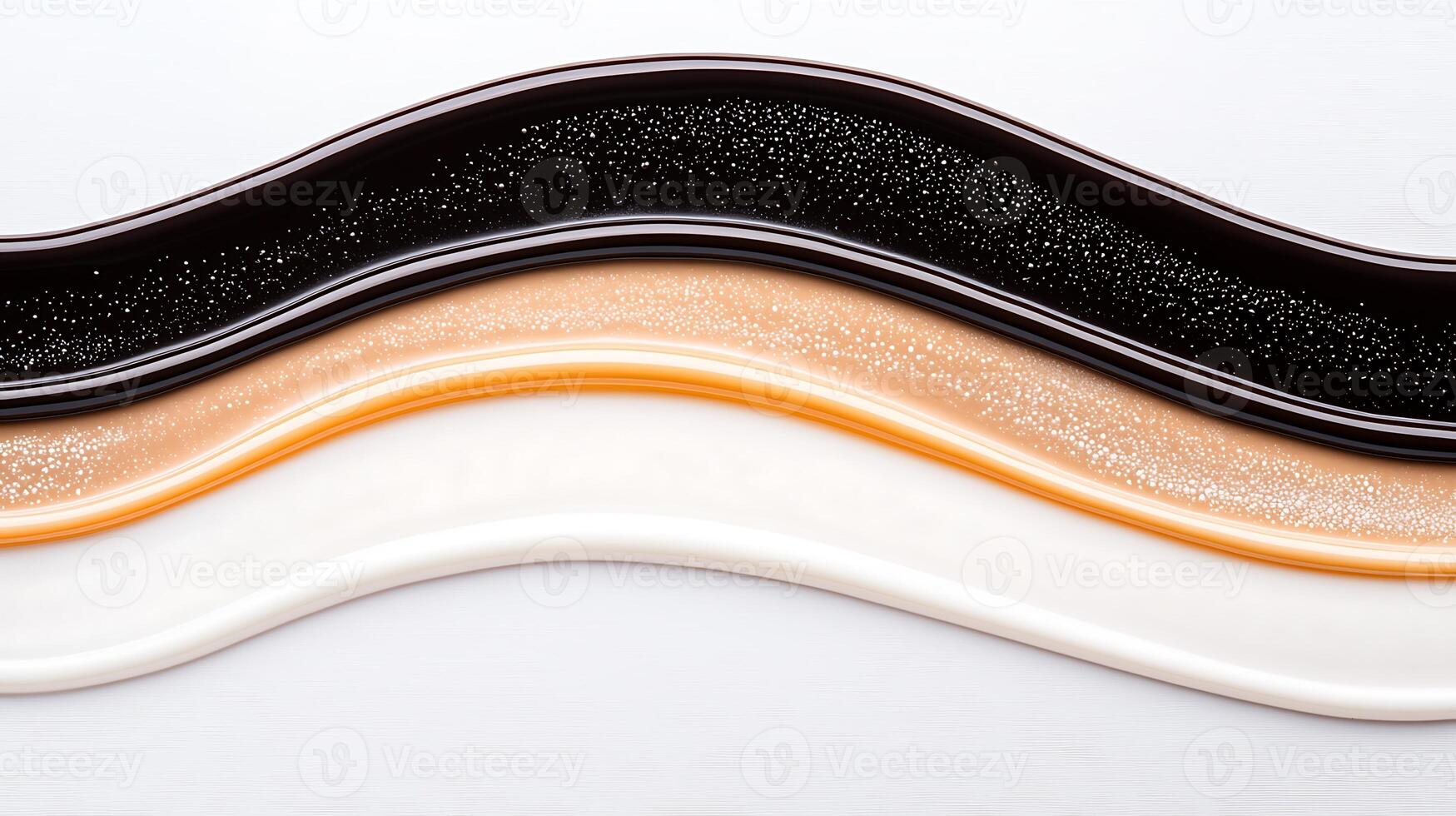 Colorful waves of different textured sauces on a clean surface, ideal for culinary presentations photo
