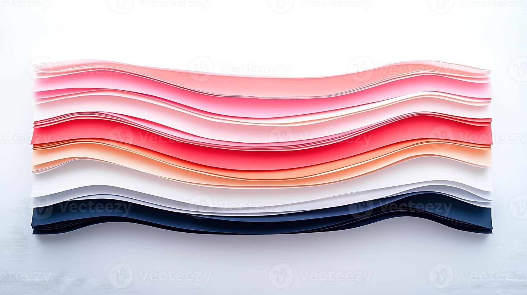 Colorful waves of paper sheets arranged in a gradient, showcasing artistic design and texture photo