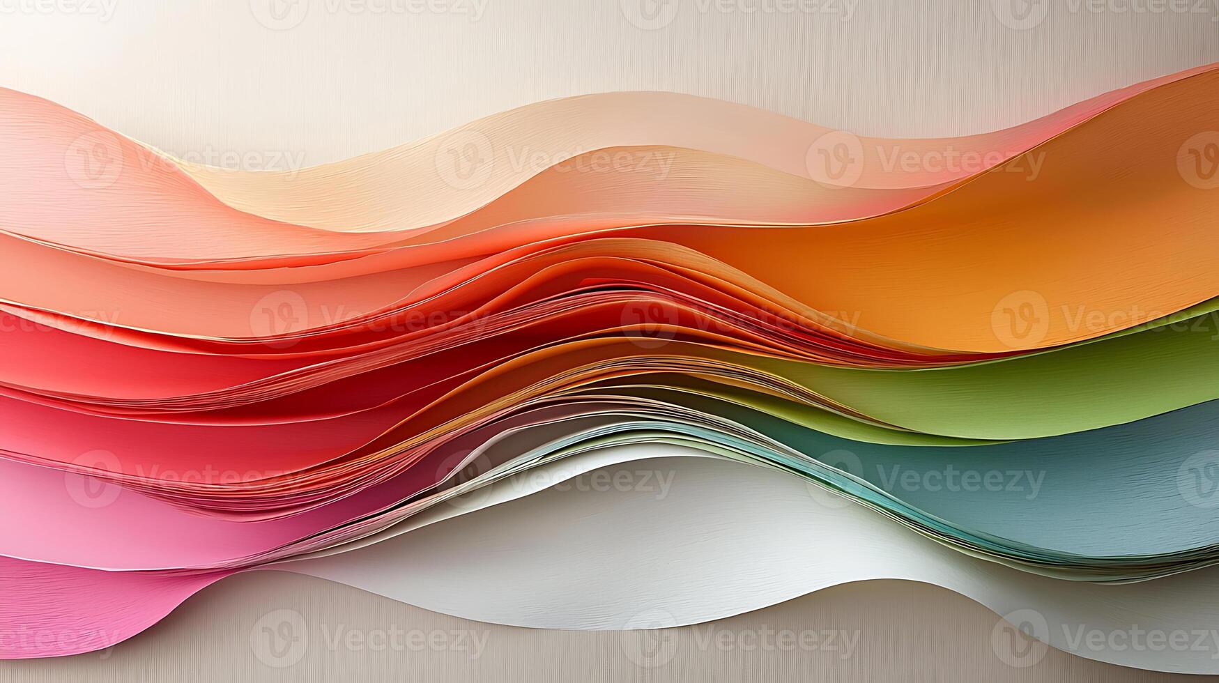Colorful waves of paper in various shades arranged in a visually appealing manner photo