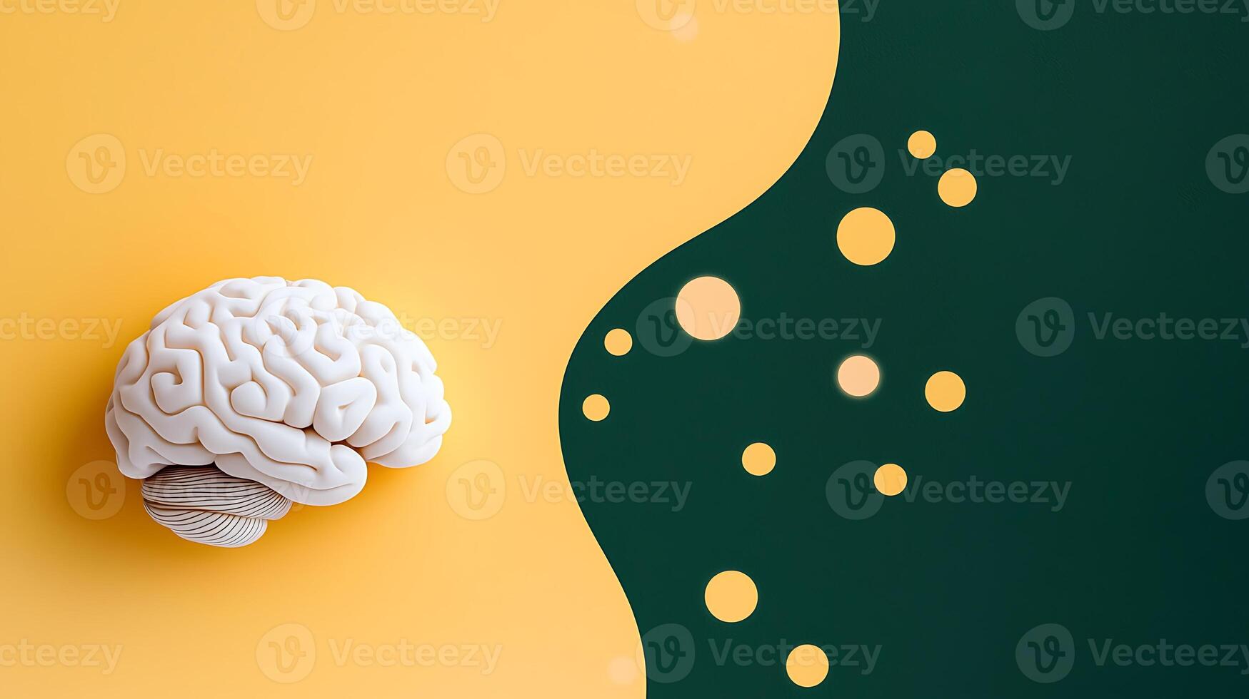 Conceptual representation of human brain on vibrant background with abstract circles photo