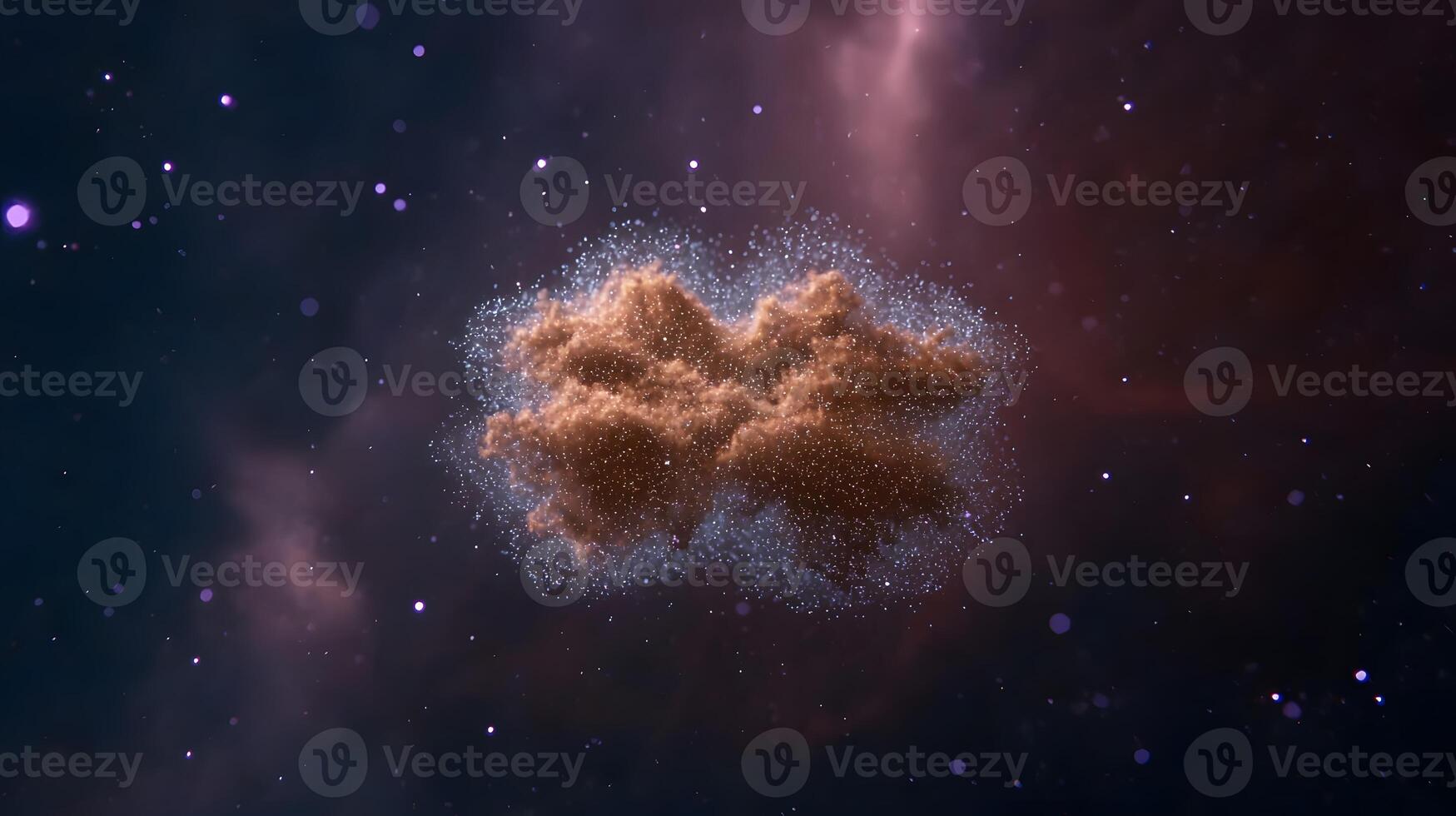 Cosmic cloud of dust and gas floating in the universe, surrounded by stars and nebulae photo