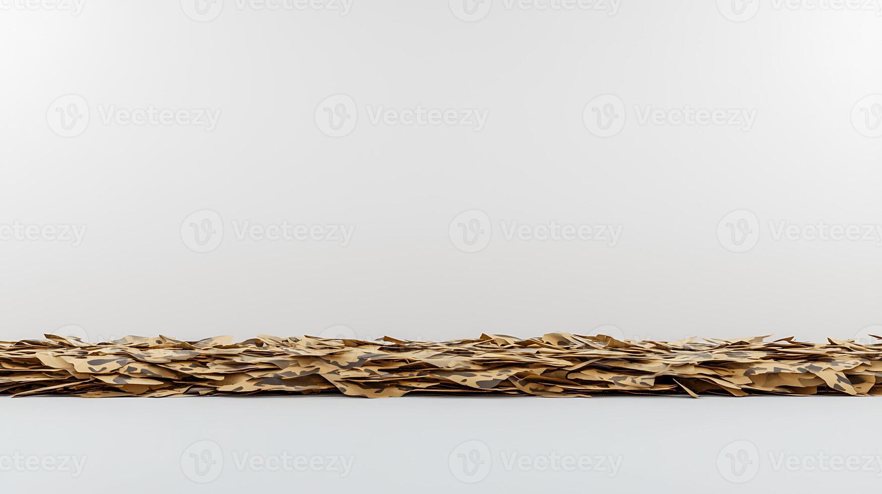 Stacks of dried leaves arranged neatly on a clean surface against a minimalist background photo
