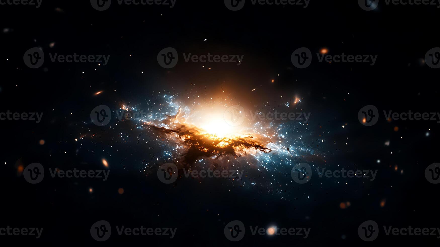 Stunning cosmic explosion in deep space, showcasing vibrant colors and swirling galaxies photo