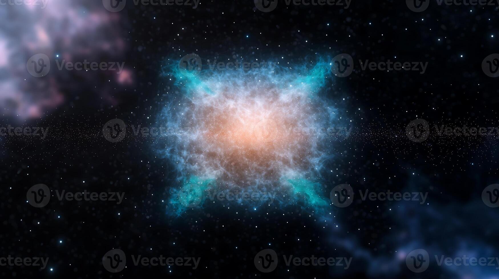 Stunning cosmic explosion in deep space, showcasing vibrant colors and swirling gases, with stars in the background photo