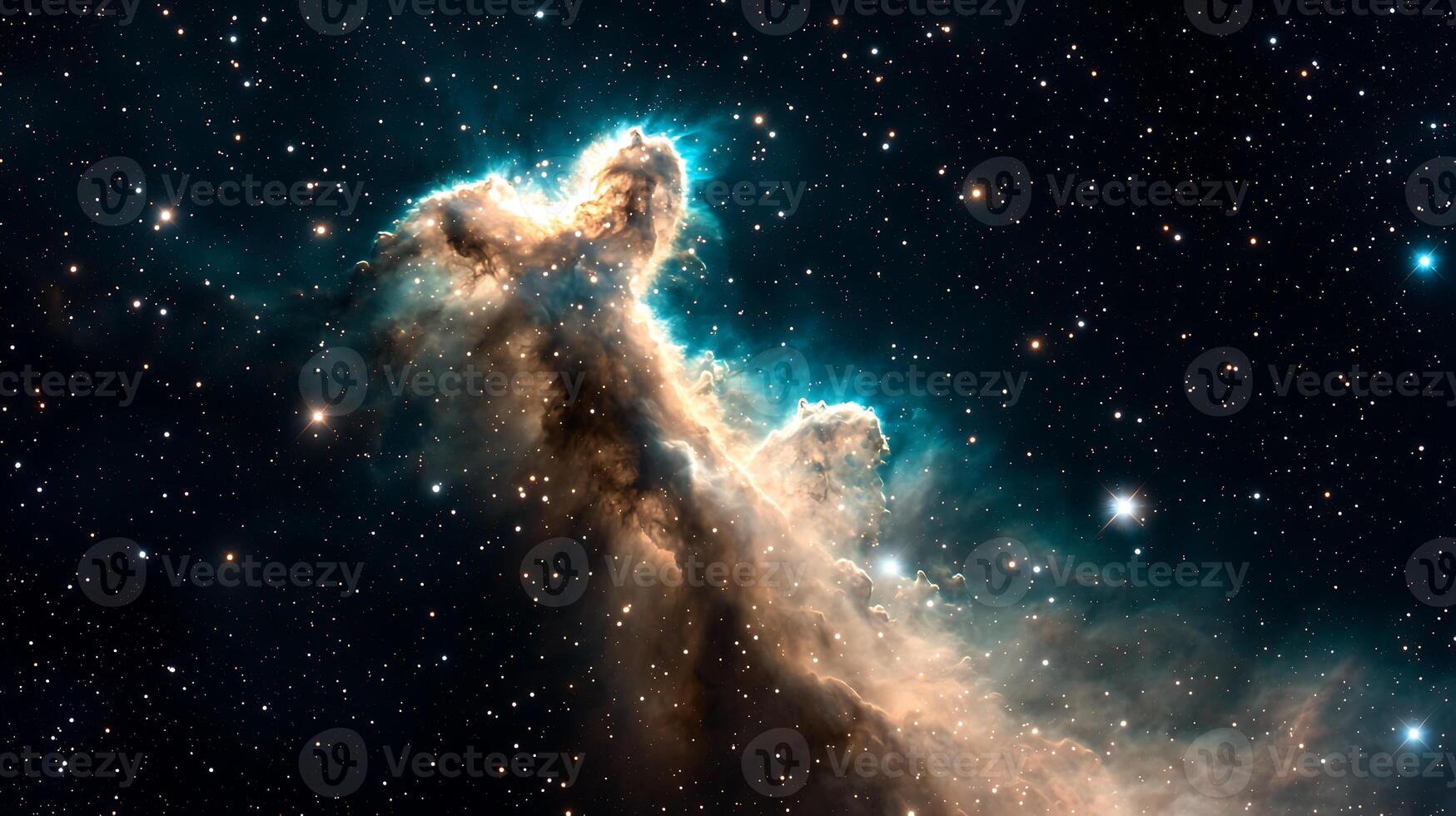 Stunning cosmic nebula showcasing vibrant colors and intricate gas formations in deep space photo