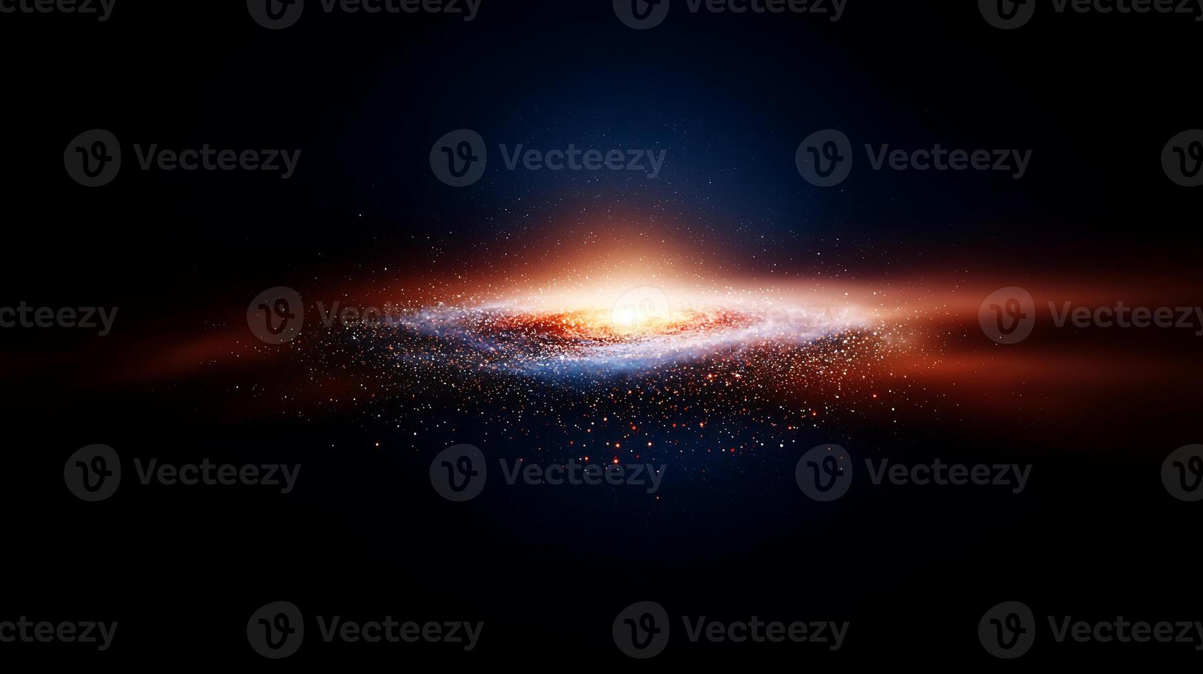 Stunning cosmic swirl of a galaxy with vibrant colors and sparkling stars in a dark space backdrop photo