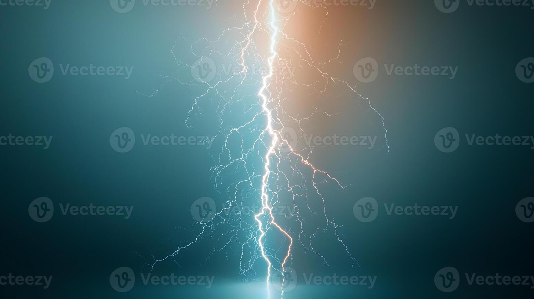 Stunning lightning bolt illuminating a dark sky, creating a dramatic atmosphere at dusk photo