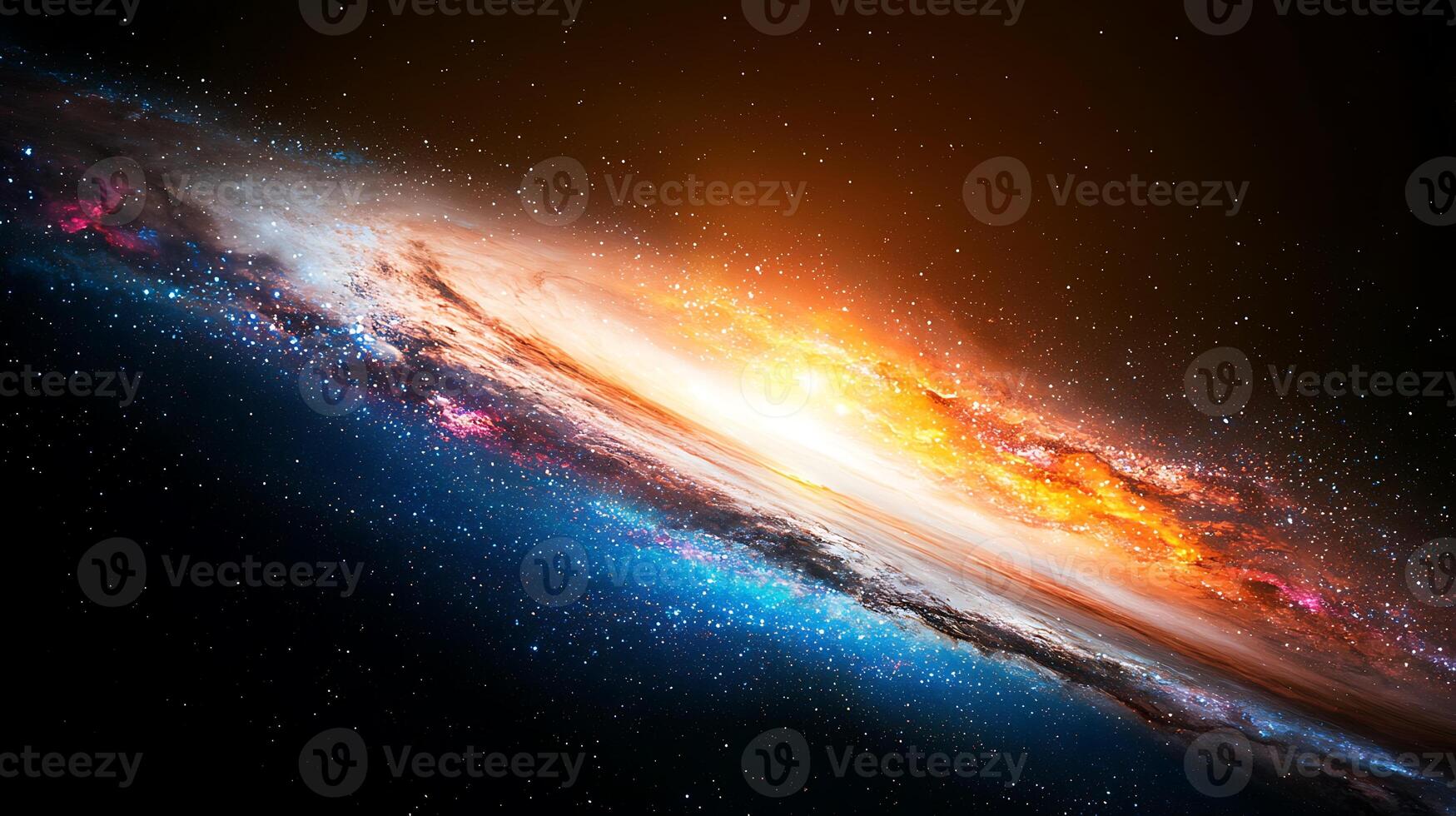 Stunning view of a spiral galaxy showcasing vibrant colors and cosmic phenomena in space photo