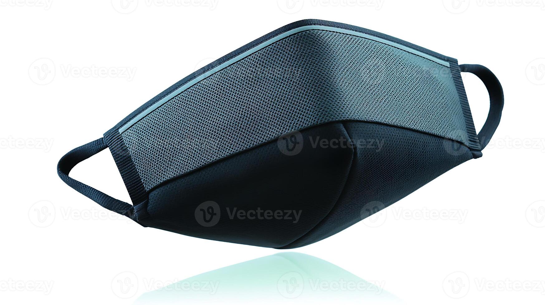 Stylish black face mask with textured design, floating against a clean white background photo
