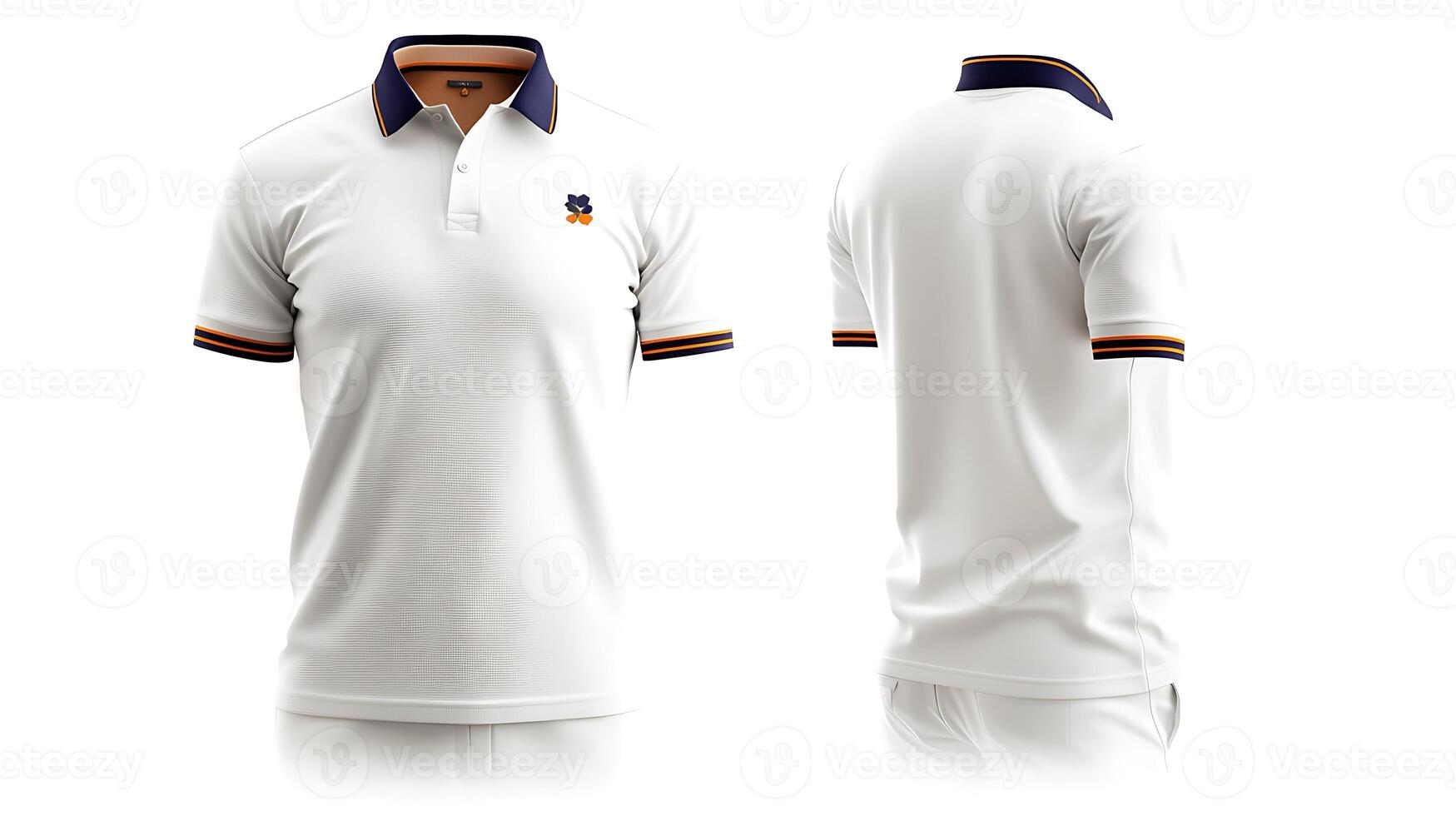 Stylish white polo shirt with contrasting collar and sleeve details displayed from multiple angles photo