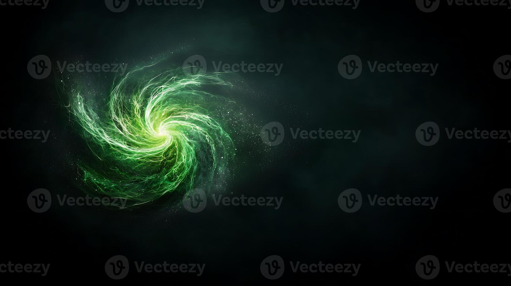 Swirling green energy vortex on a dark background, creating a mystical atmosphere photo
