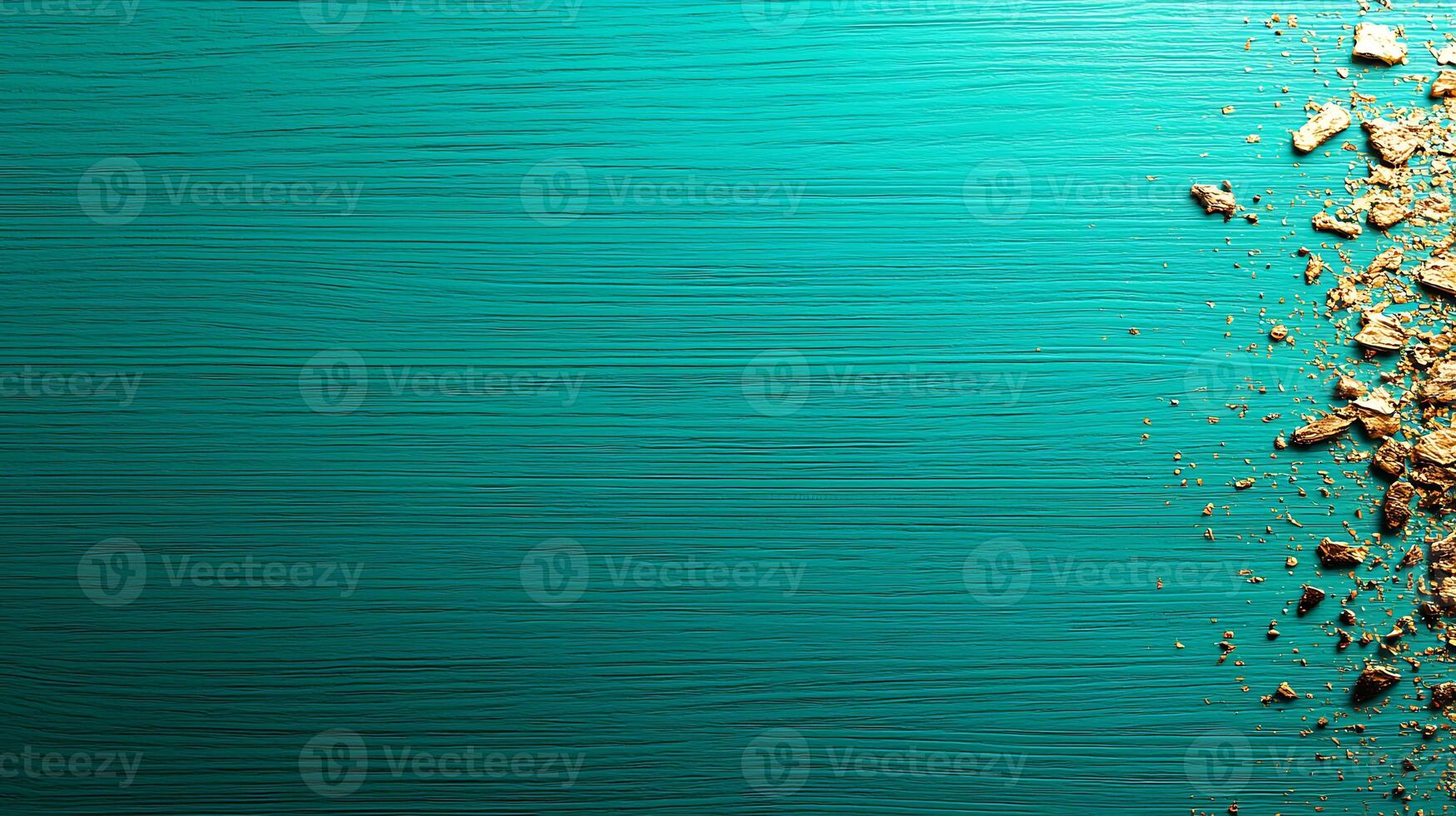 Textured turquoise background with scattered golden particles creating a vibrant contrast photo