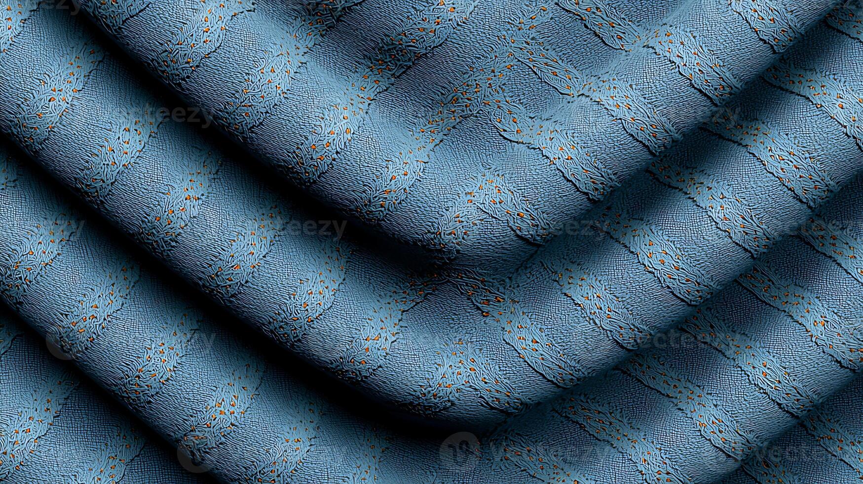 Textured blue fabric with wave-like patterns, showcasing intricate details and soft hues photo