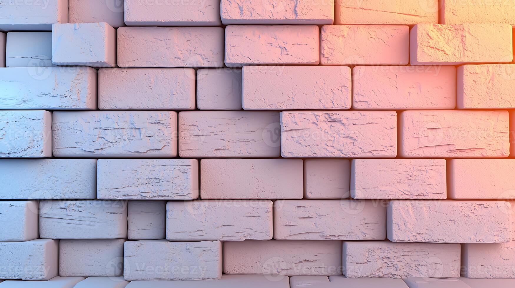 Textured white brick wall with warm lighting, creating a modern and inviting atmosphere photo