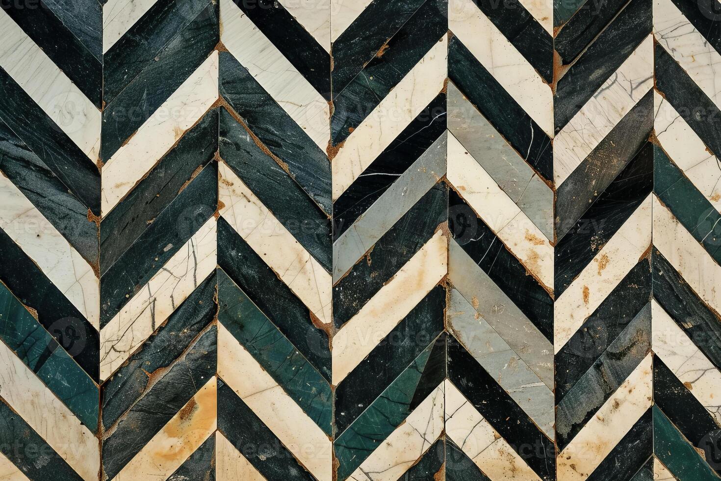 A black and white chevron pattern on a wall photo