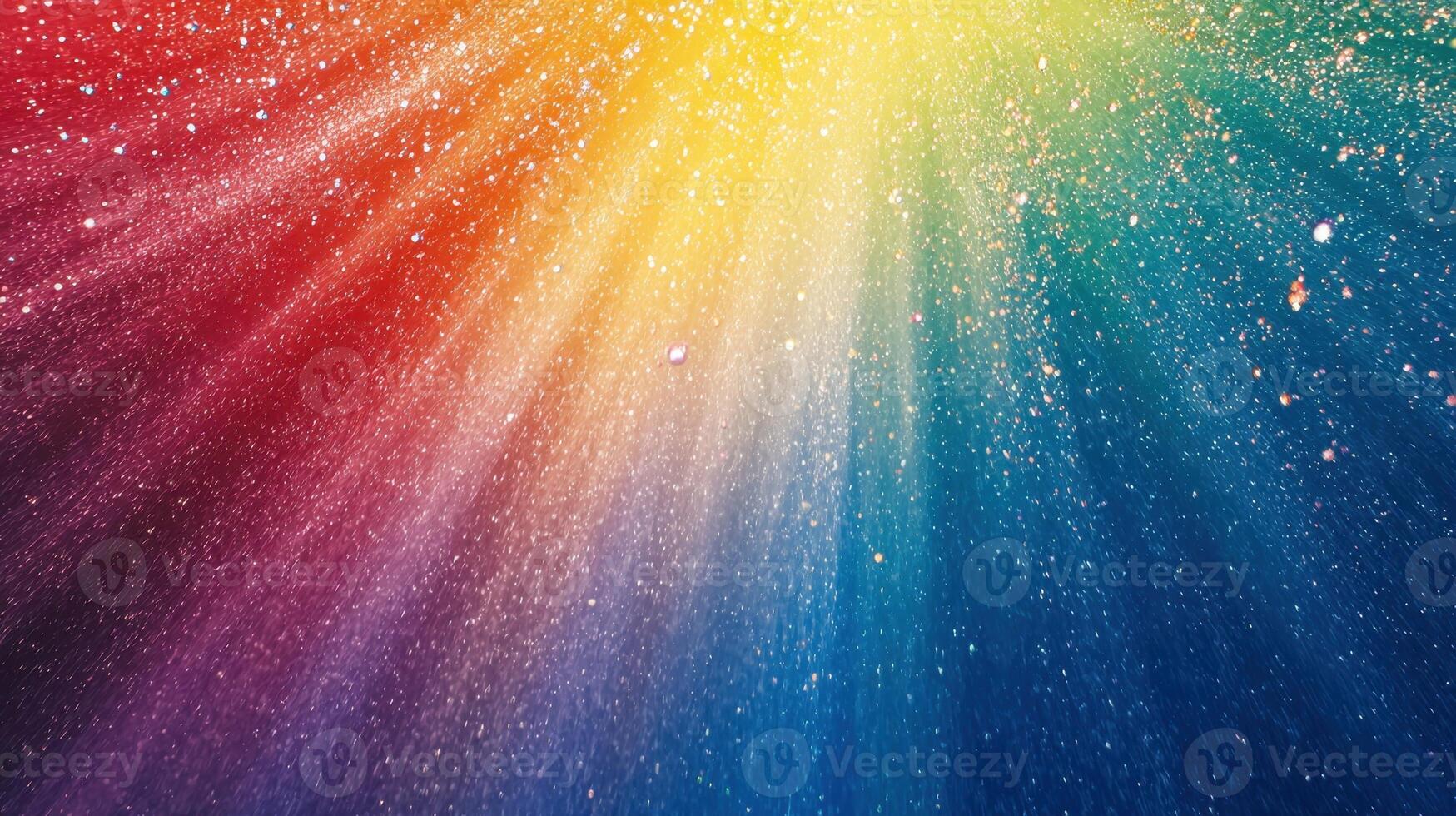 Bright light rays in various colors radiate outward, creating a stunning abstract background. The scene is filled with sparkling elements and a gradient of hues, offering a vibrant atmosphere photo