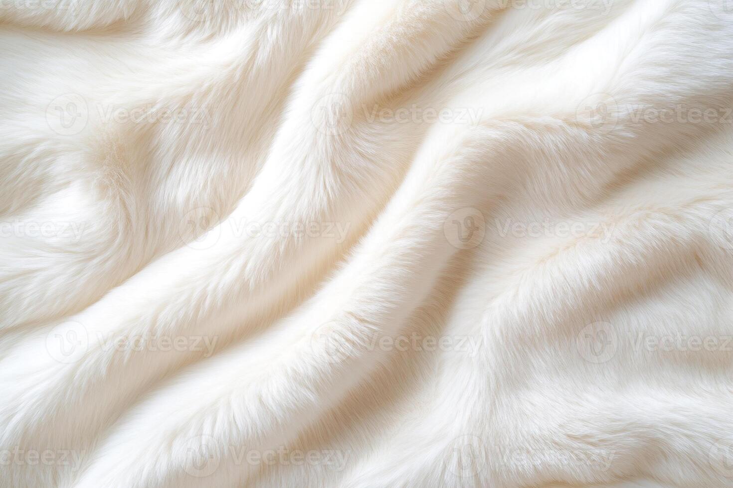 Luxurious white faux fur background showcases soft wavy textures, illuminated softly to enhance its airy and dreamlike quality, perfect for creating elegant designs photo