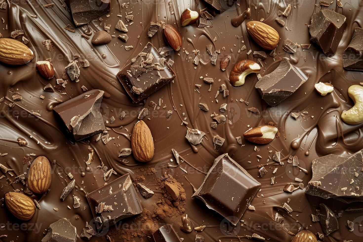 Chocolate and nuts on a dark background photo