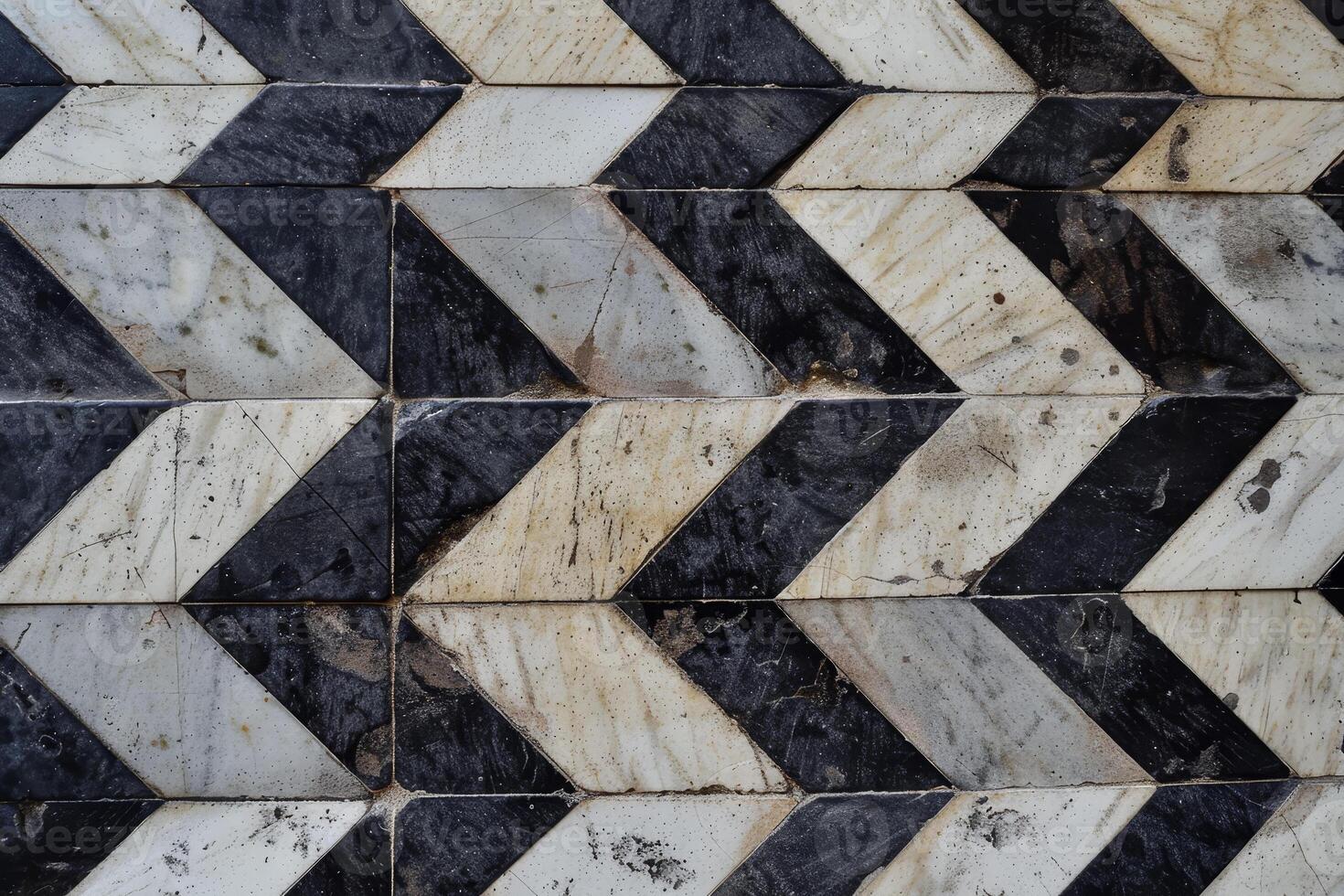A black and white chevron pattern on a wall photo
