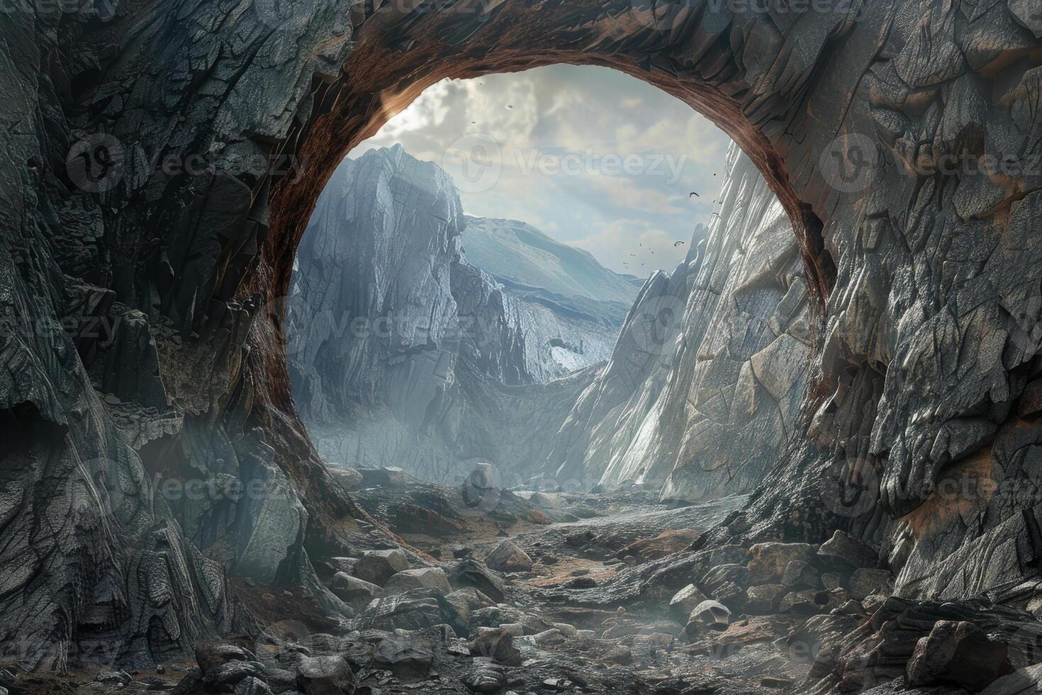 An image of a cave with a large hole in it photo
