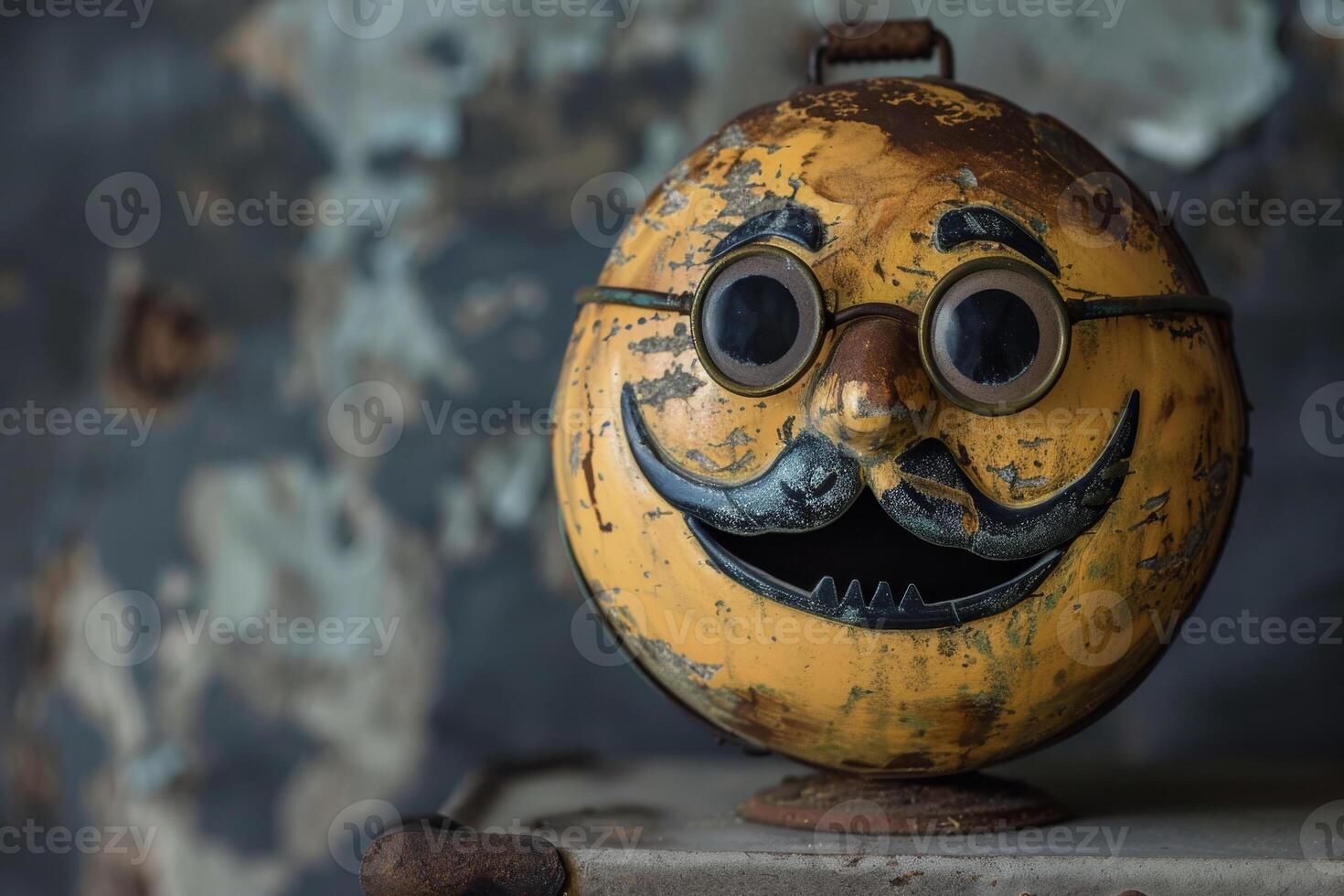 A yellow egg with a mustache and glasses photo