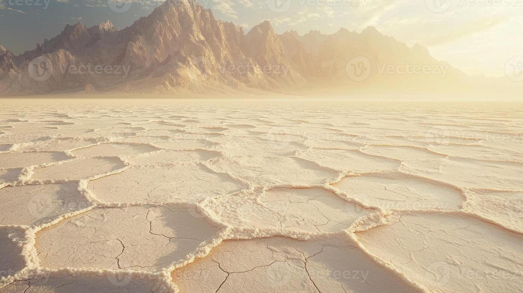 A desert with a mountain in the background photo