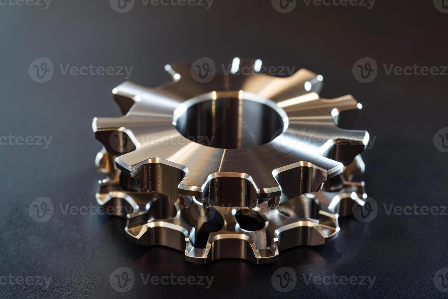 A silver gear with a hole in the middle photo