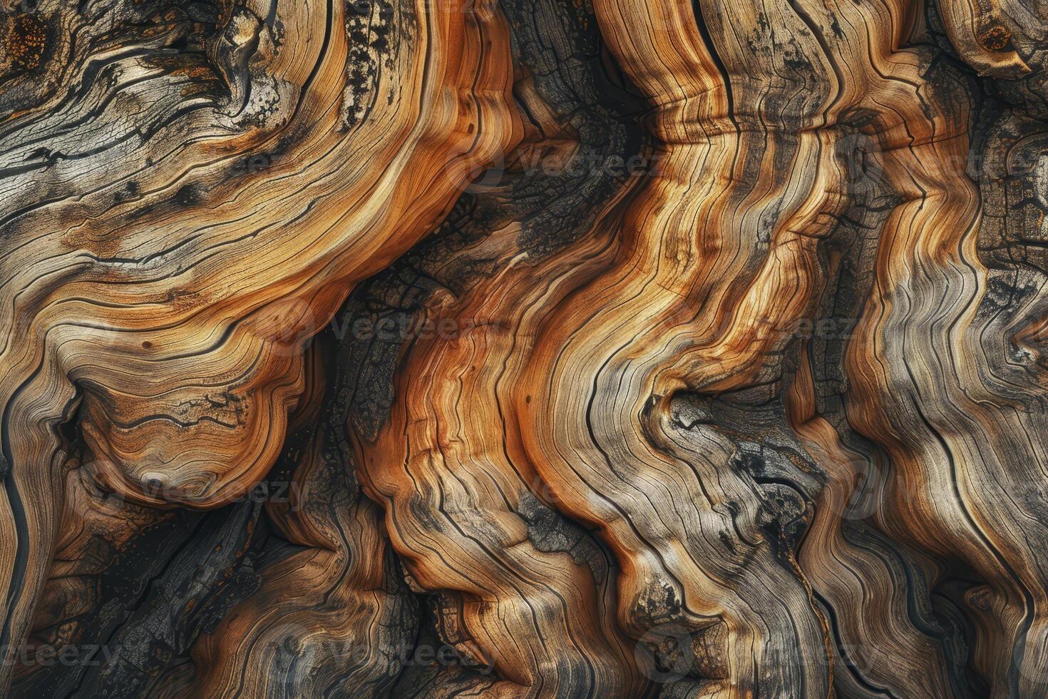 A close up of a tree trunk with some orange and brown wood photo