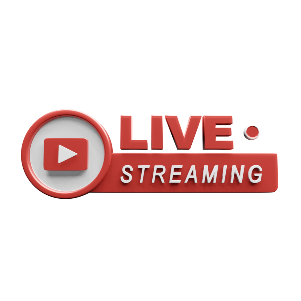 Red Banner Live streaming. 3d illustration for social networks. png