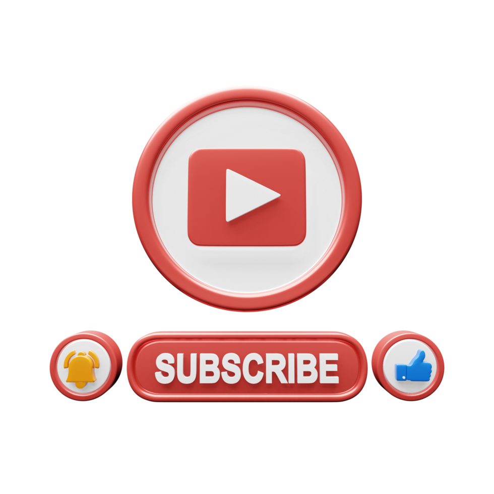 Banner Subscribe, like and notification. 3D icon for social networks png
