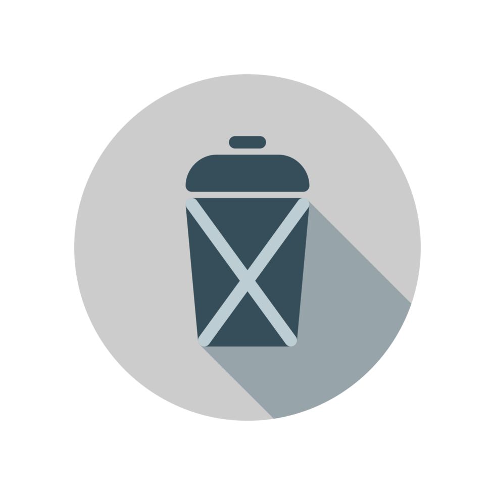 A trash can icon with a long shadow png