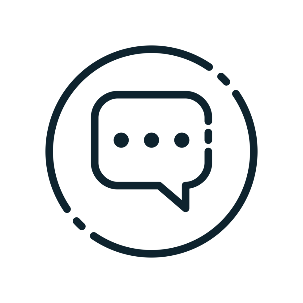 A black and white icon of a speech bubble. Transparent Background png