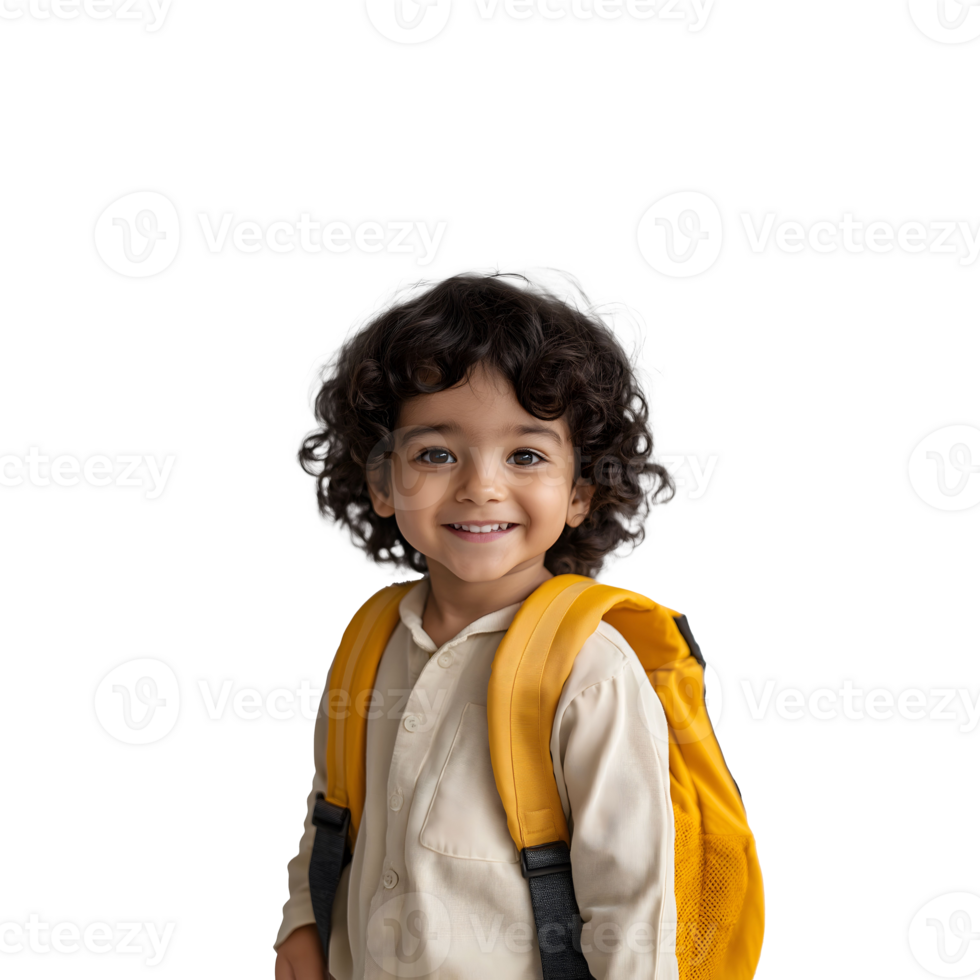 Happy Boy with Yellow Backpack png
