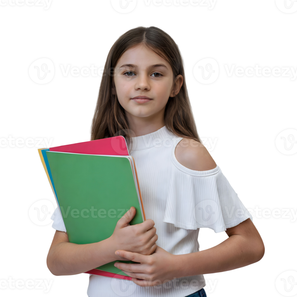 Young Student with Colorful Folders png
