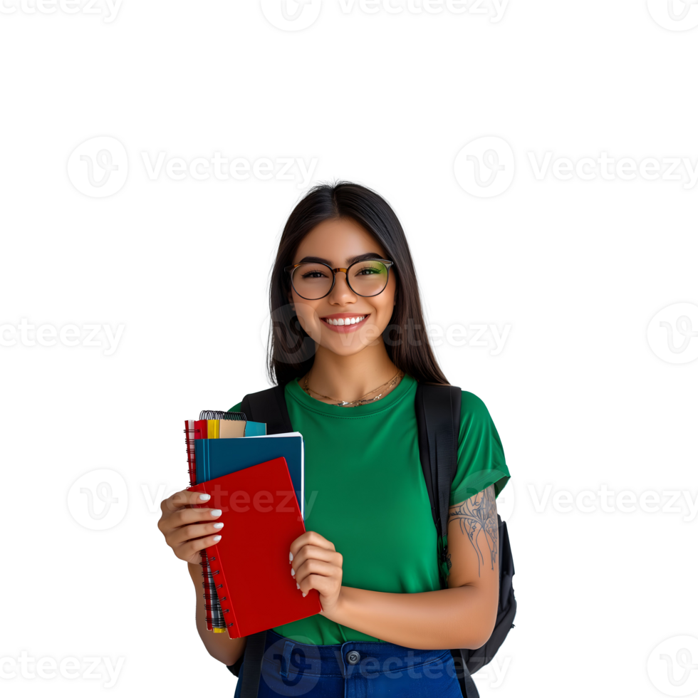 Smiling Student with Notebooks png