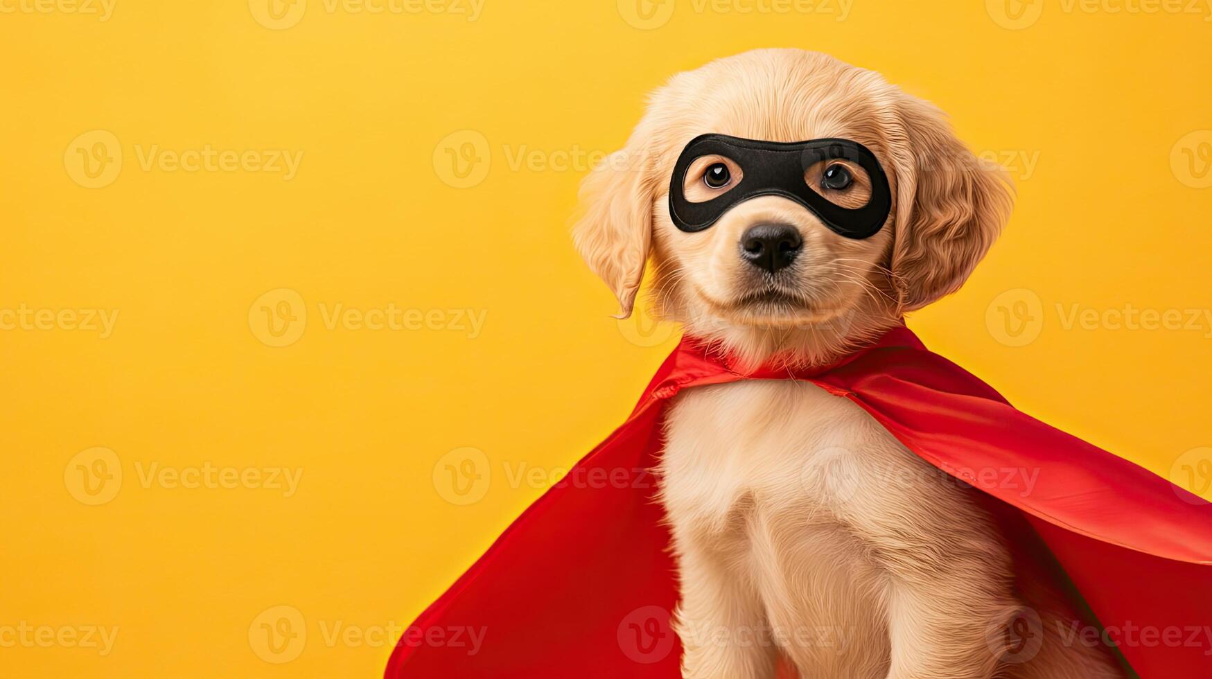 Superhero Puppy with Red Cape - Adorable Golden Retriever photo