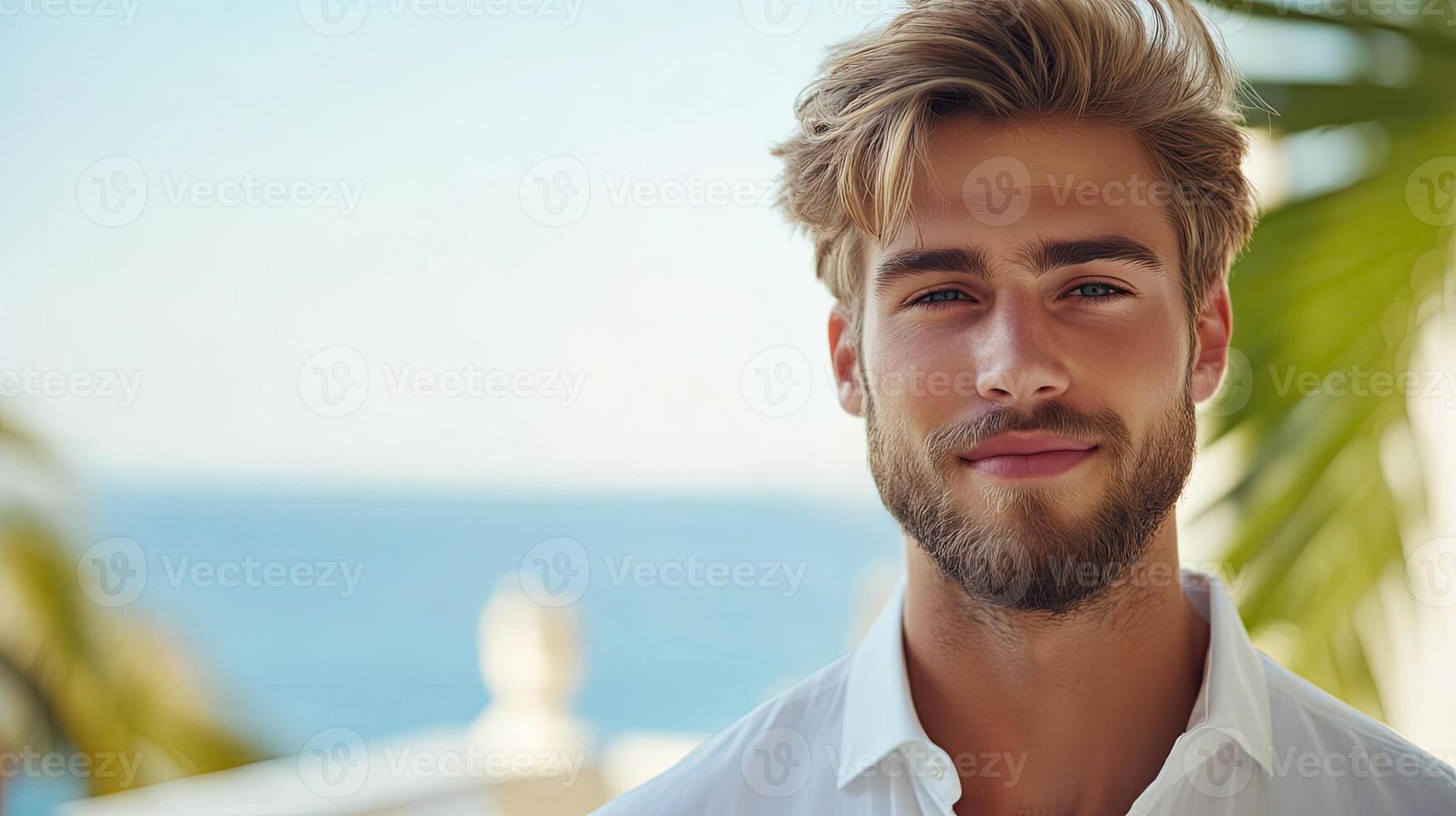 Handsome Man Posing Outdoors - Beach Portrait photo