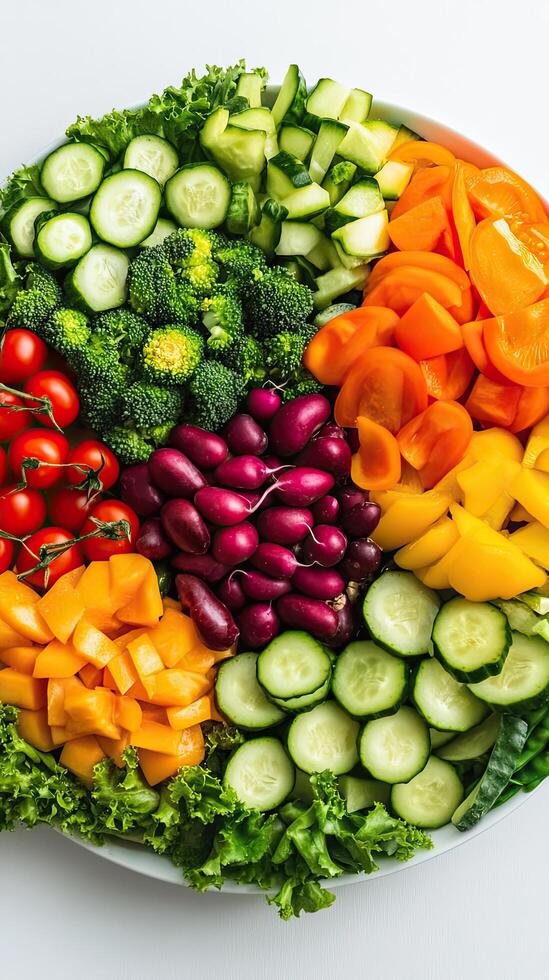 A plate of vegetables that are arranged in a circle photo