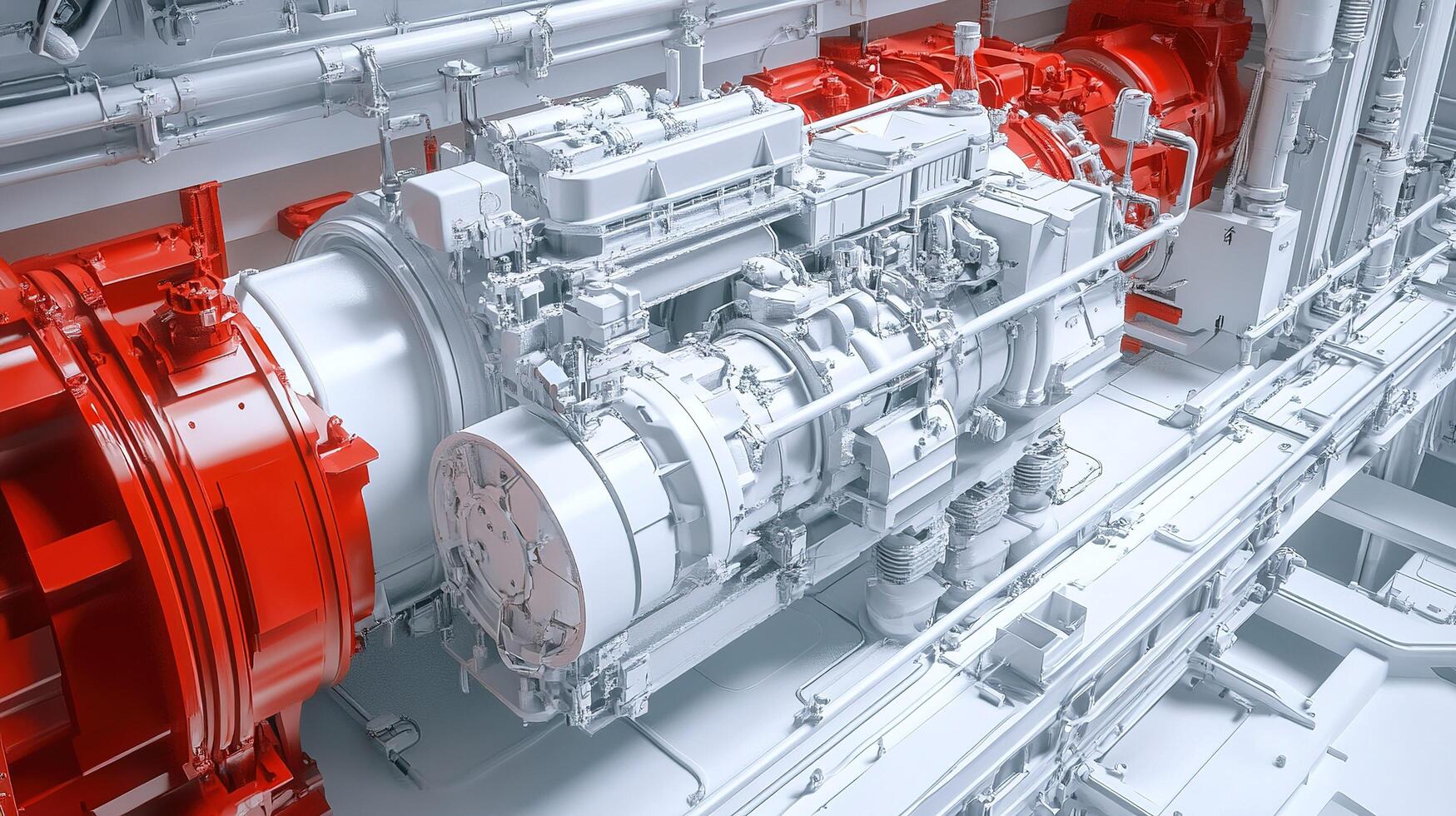 Powerful industrial engine generating energy in a futuristic factory photo