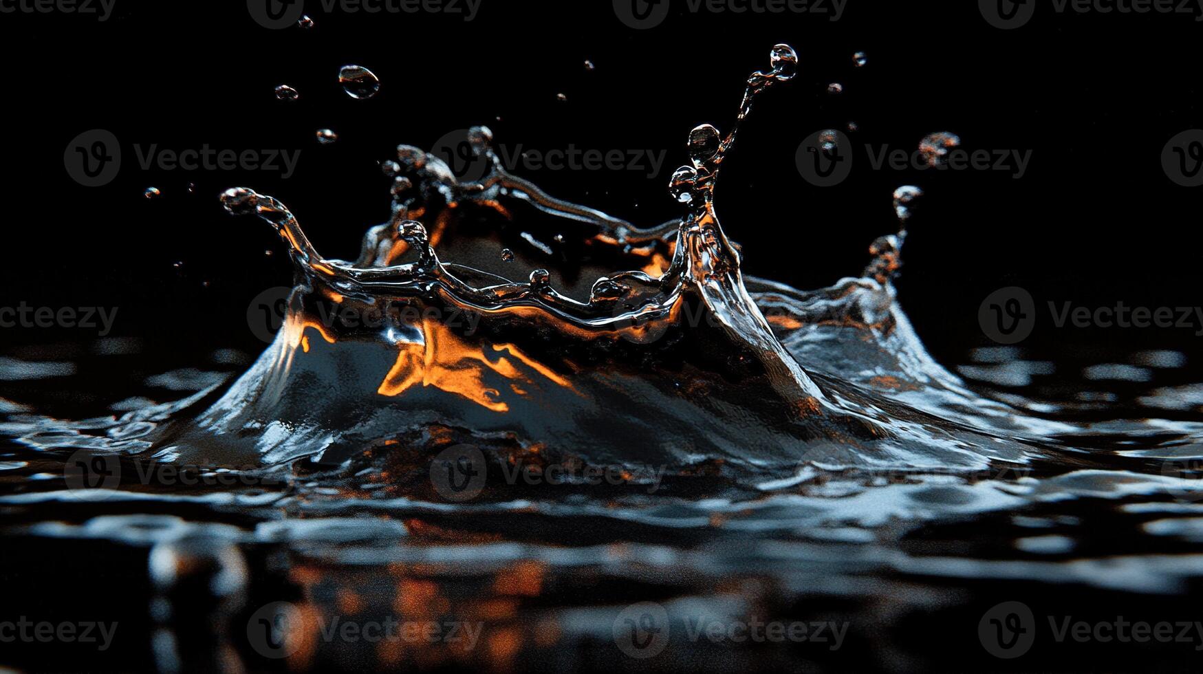 dynamic splash of water with fiery reflections photo