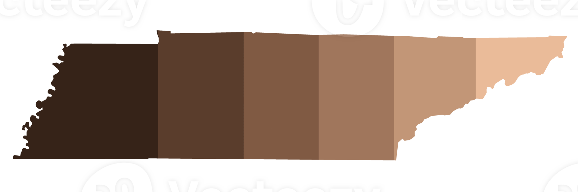 brown colour set, Tennessee State Map png