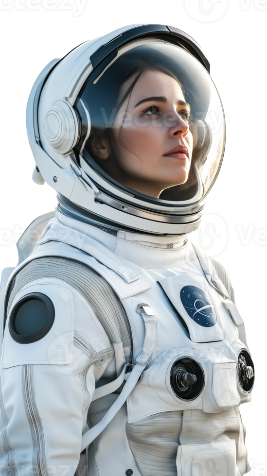 Portrait of a Female Astronaut in Spacesuit Space Explorer Concept, on Transparent Background png