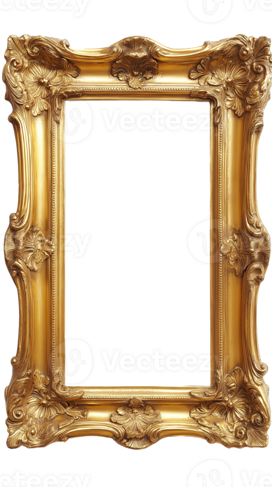 Classic Golden Frame, Isolated for Sleek Design on Transparent Background png